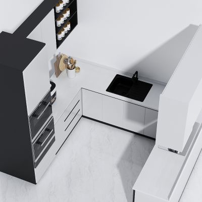 现代厨房U形橱柜