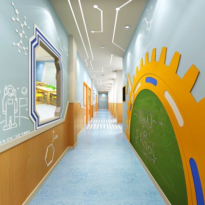 幼儿园走廊 走廊 培训机构走廊3D模型