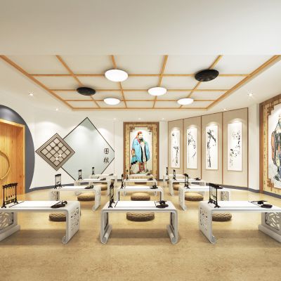 幼儿园教室 中式教室 围棋教室 国学教室 书法教室 围棋  中式书桌
