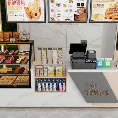 现代蛋糕面包店收银台冰柜