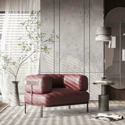 现代皮革单人沙发