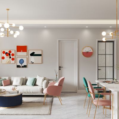 北欧轻奢客厅餐厅