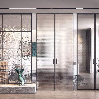 现代玻璃屏风隔断