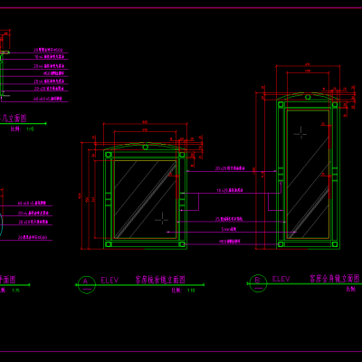 客房梳妆镜茶几cad施工图