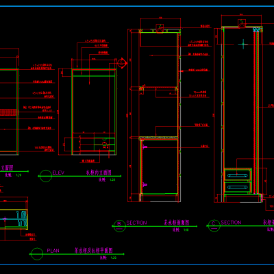 客房衣柜茶水柜cad施工图