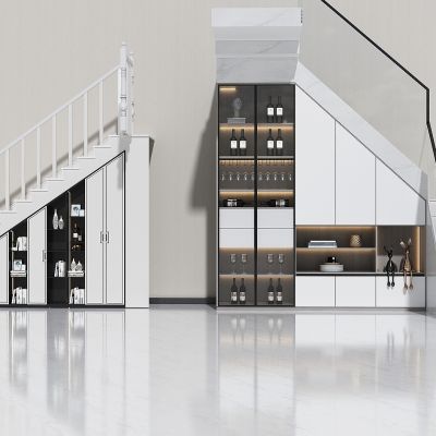 现代楼梯间储物柜