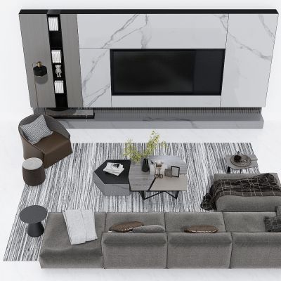 现代轻奢客厅沙发茶几组合