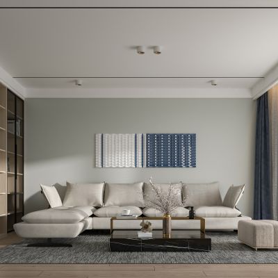 现代简约轻奢客厅餐厅门厅沙发茶几餐桌组合