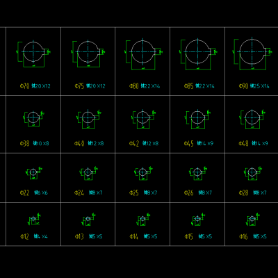 各种尺寸轴对应的键槽及键的图
