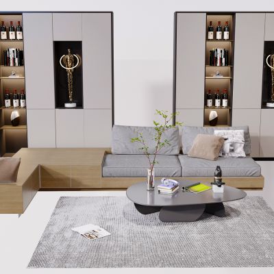 北欧简约轻奢客厅沙发茶几