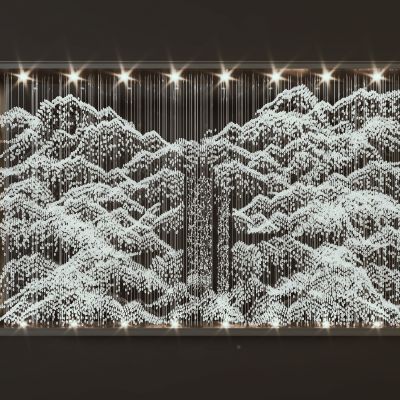 水晶灯 山水画水晶灯 装饰隔断