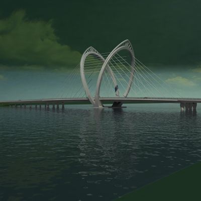 现代精美桥梁场景