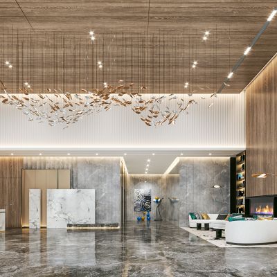 办公大厅 雕塑 吊灯