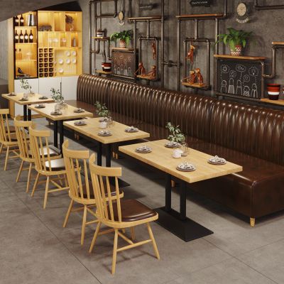 现代餐厅皮革卡座沙发