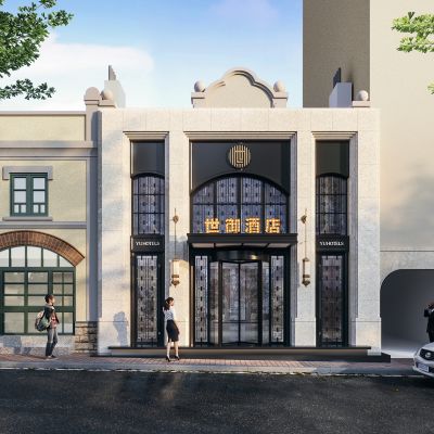 现代酒店门头 户外壁灯  户外垃圾箱