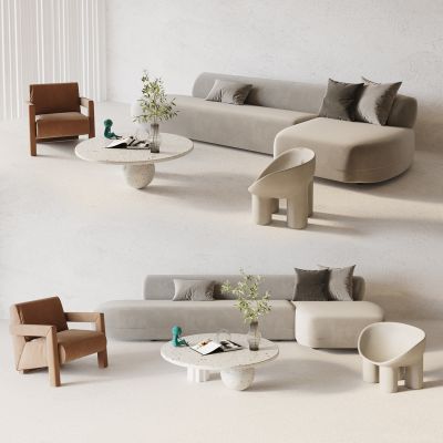 现代布艺转角沙发组合