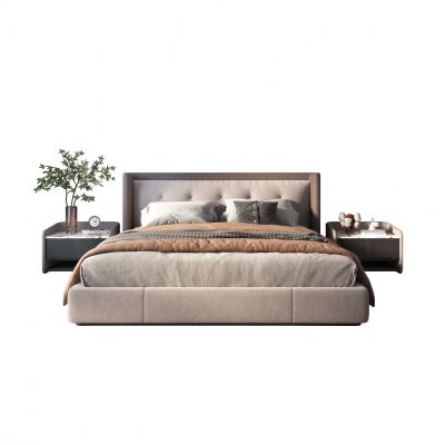 现代布艺双人床