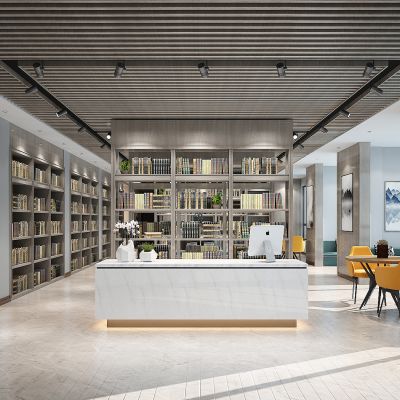 现代书店前台3D模型