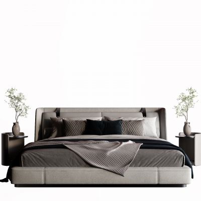 现代布艺床