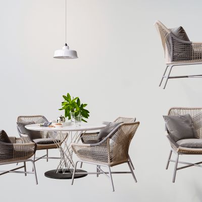 北欧简约藤编户外餐桌椅