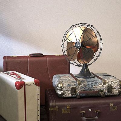 现代复古行李箱皮箱风扇台扇组合
