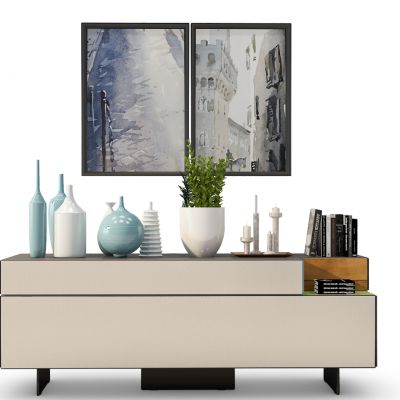 现代边柜陶瓷摆件装饰画组合