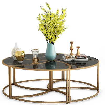 现代金属大理石茶几摆件组合