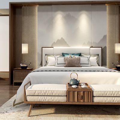 新中式卧室床具组合