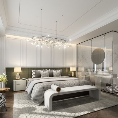 现代风格卧室带卫生间