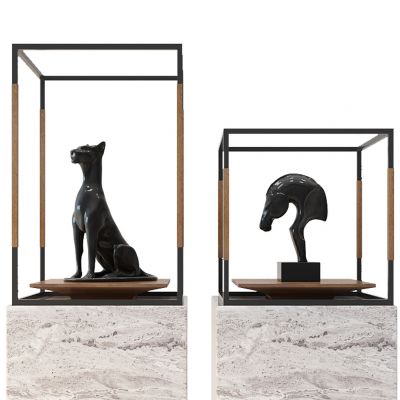 抽象猫马雕塑摆件