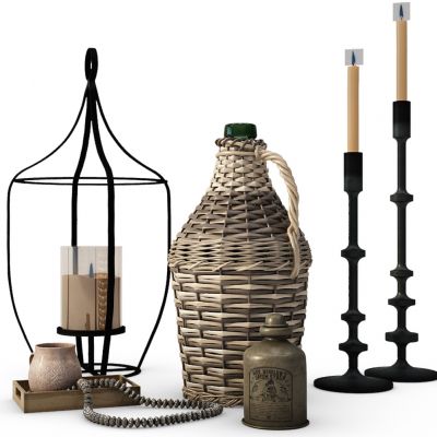 藤编水壶落地灯烛台
