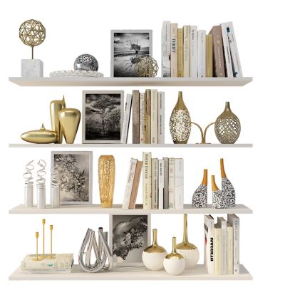 现代花瓶书籍金属摆件组合