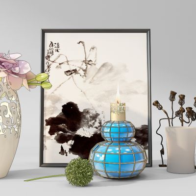 镂空花瓶金属莲藕摆件