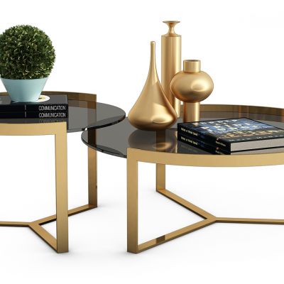 现代金属茶几摆件组合