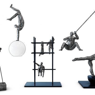 现代钓鱼运动人物雕塑组合