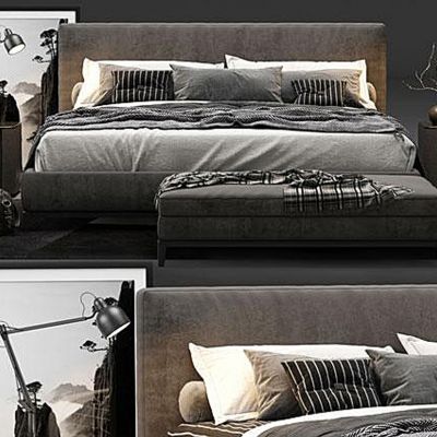 现代风格布艺床国外
