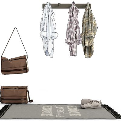 现代衣服皮包组合地毯