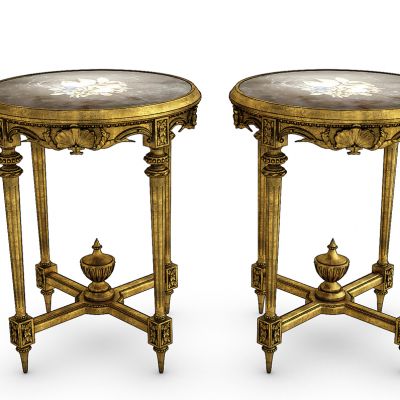 现代旧金属边几圆几