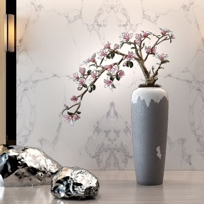 新中式桃花落地盆栽花瓶罐子
