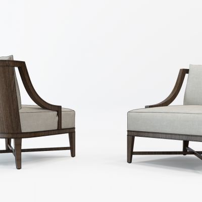 新中式实木布艺单人沙发椅