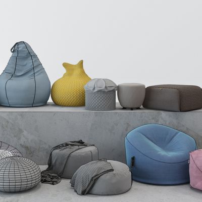 北欧懒人沙发椅脚踏矮凳组合