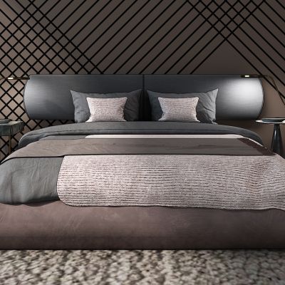 现代布艺双人床