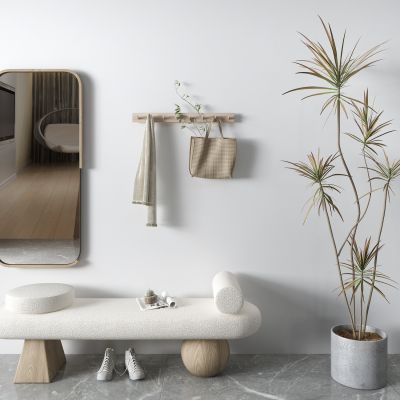 北欧换鞋凳 镜子 挂衣钩