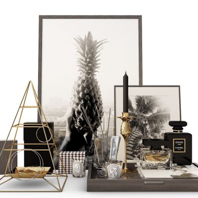 现代烛台摆件挂画组合