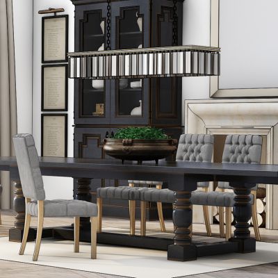 美式餐桌椅吊灯组合酒柜