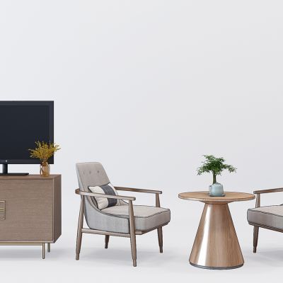 新中式电视柜休闲椅子圆桌圆几