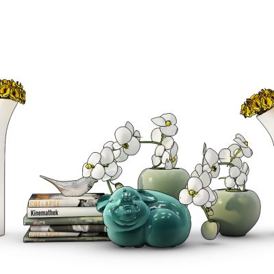 小猪艺术品摆件插花