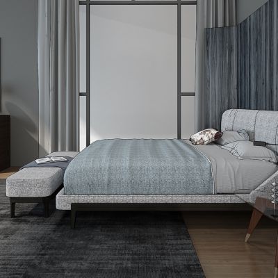 现代布艺双人床