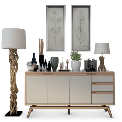 北欧装饰柜树根落地灯台灯