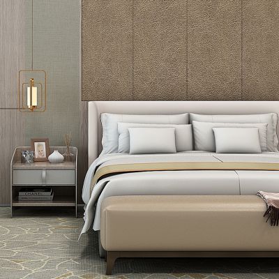 新中式床床头柜床尾榻组合